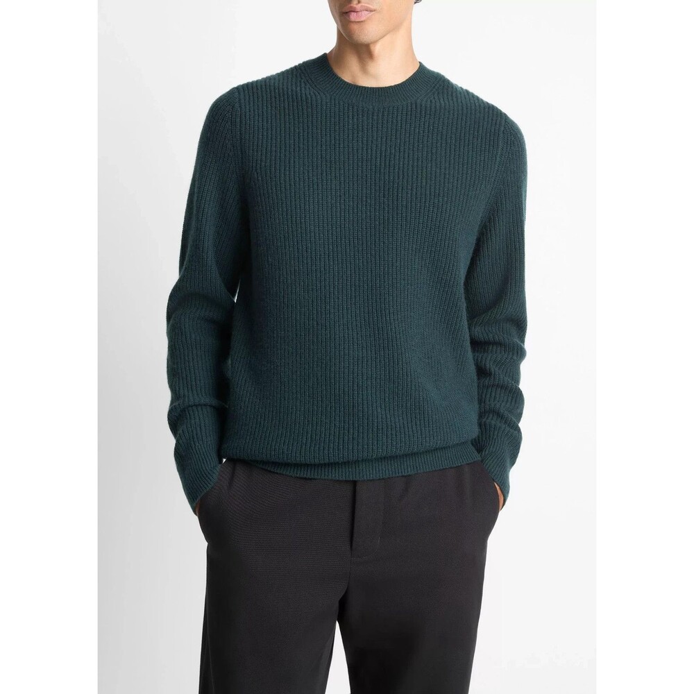 VINCE Sweater Mens XL Green Pullover Crew Wool Cashmere SHAKER $498